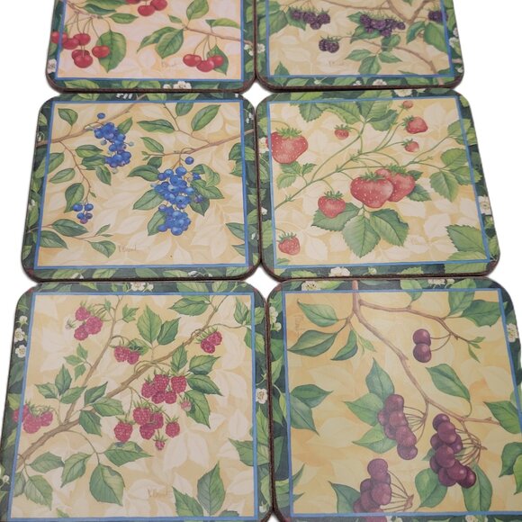 Pimpernel Coasters Attractive Assorted  Fruit Berries Designs Cork Backed - Picture 3 of 7